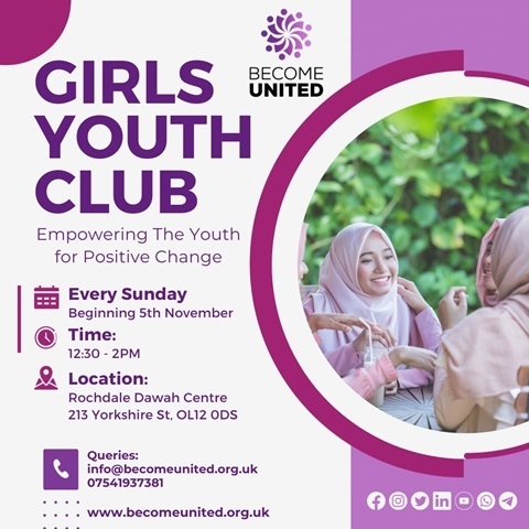 Become United's Girls Youth Club poster