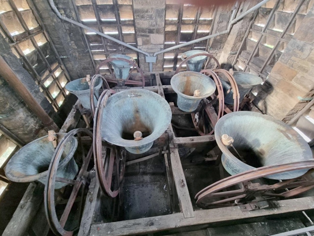 Bells rung up and the clappers muffled with leather pads ready to mark the death of Queen Elizabeth II