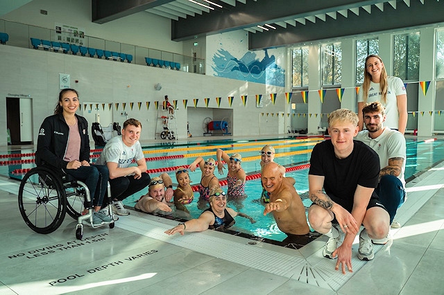 Swimathon President Duncan Goodhew with supporters