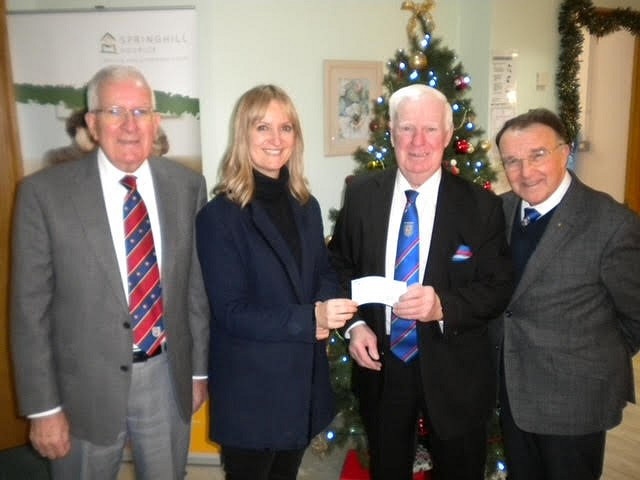 Harmony Lodge members presenting donation to Sam Wells