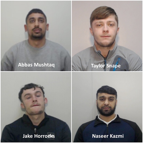 The four men - clockwise from top left: Abbas Mushtaq, Taylor Snape, Naseer Kazmi and Jake Horrocks