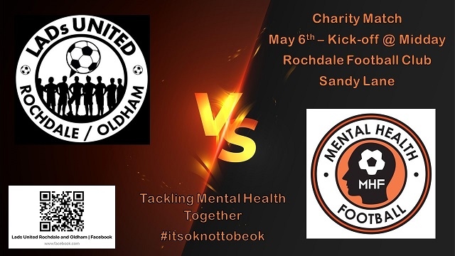 Lads United Rochdale and Oldham charity match poster