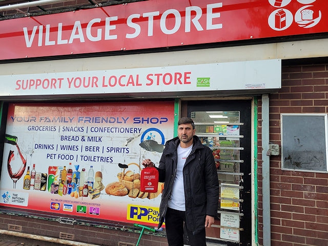 Pervaiz Akhter, proprietor at The Downs Village Store, is keeping an emergency catastrophic bleed control kit bag on site