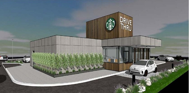 How new Starbucks at Sandbrook retail park, in Rochdale, could look (view from the drive-thru lane)