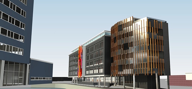 Architect's image showing how Rochdale Sixth Form College's new extension will look