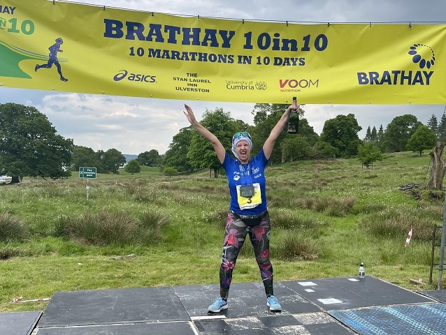 Samantha Morris after completing the last marathon