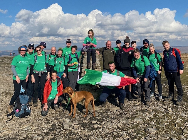 The Paolucci family and friends at the top of Ingleborough