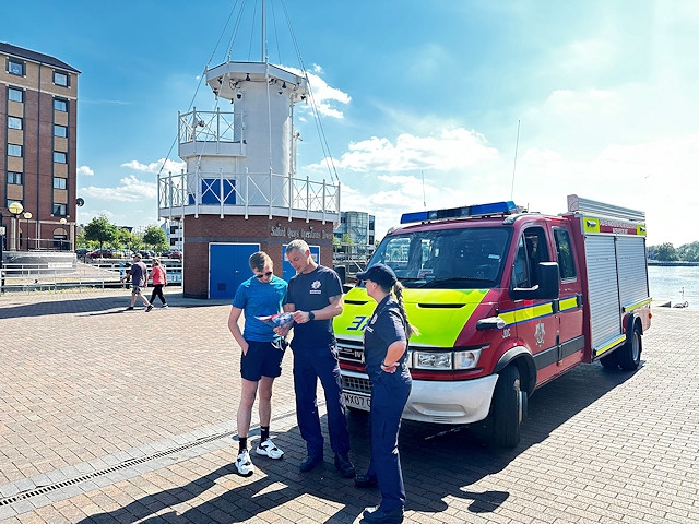 Water safety advice at Salford Quays