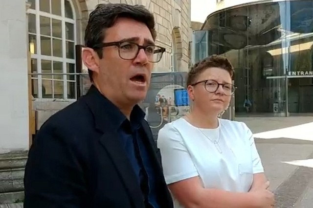 Greater Manchester mayor Andy Burnham and Manchester council leader Bev Craig