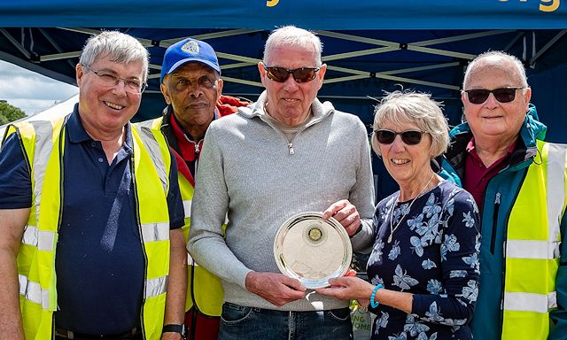 Winner Philip Dean and President Linda with Rochdale Rotarians