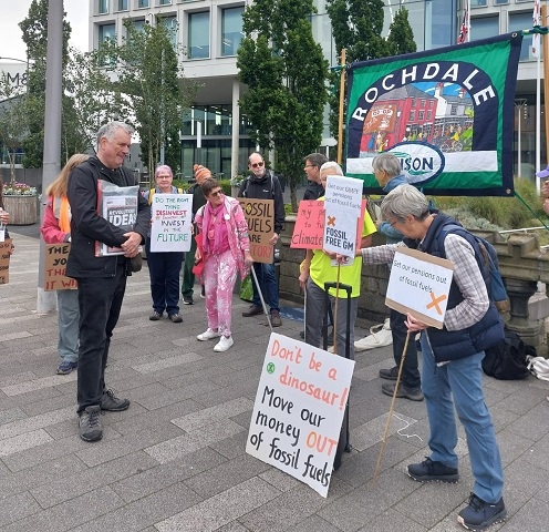 The protest in Rochdale town centre