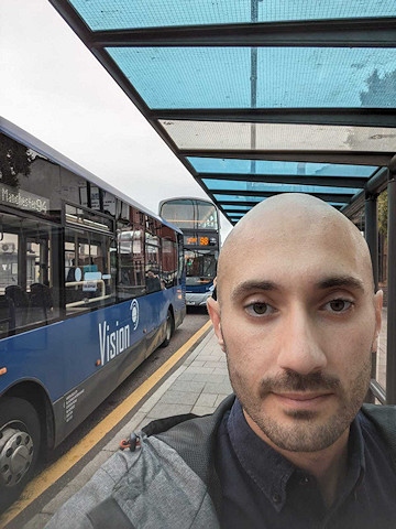 Local Democracy Reporter Joseph Timan waiting for a bus in Prestwich