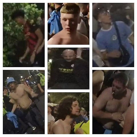 Officers investigating trouble in Piccadilly Gardens following Manchester City’s Champions League victory have released 25 images of people who may be able to help with their investigation