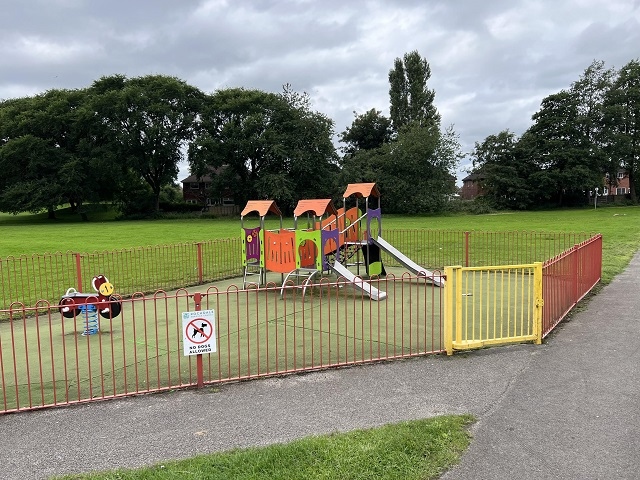 The climbing frame in King George's Park which was defaced with racist graffiti