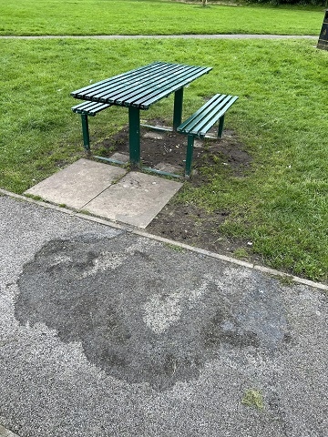 The picnic benches were set alight