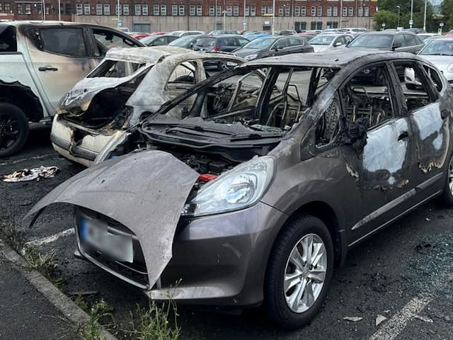 The car fire at the Rochdale park and ride near the railway station