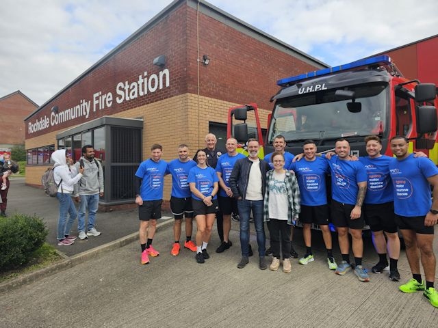 Dolly Rose Campbell and Daniel Brocklebank at Rochdale Community Fire Station