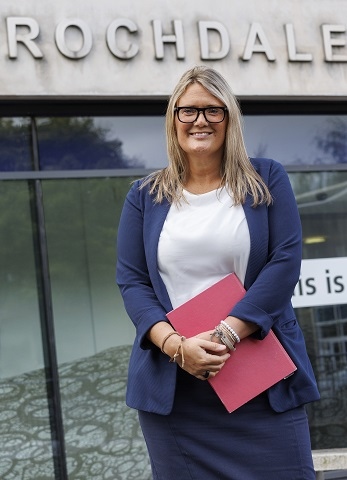 Detective Sergeant (DS) Ruth Thompson outside Rochdale Police Station