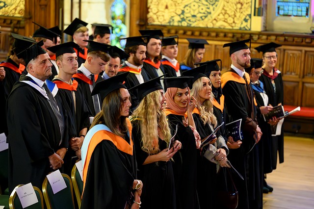 Graduates at Hopwood Hall College's graduation ceremony