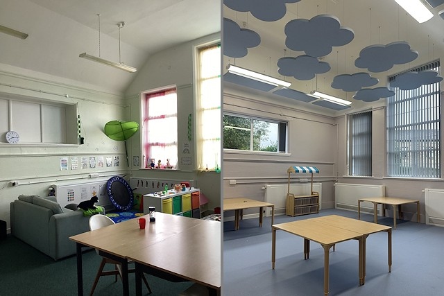 Springside SEN hub before (left) and after (right)