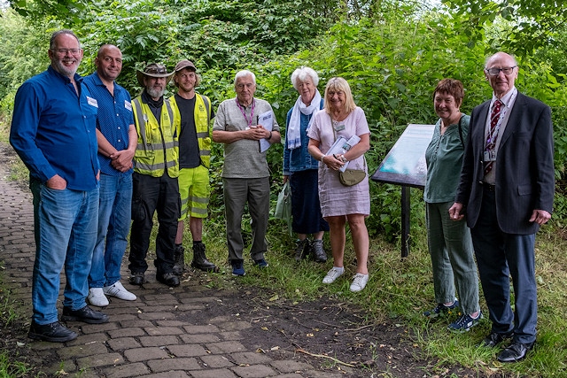 The judges at Moss Row woodlands on the Norden In Bloom judging day