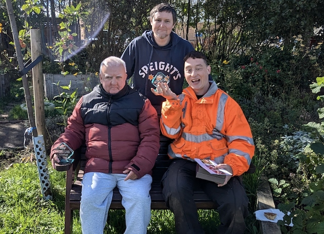 Les, Edward and Nathan at the allotment