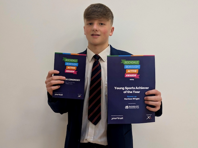 Whitworth Community High School student Harrison Wright – who was runner up in the Young Sports Achiever category in Rochdale Borough Active Awards