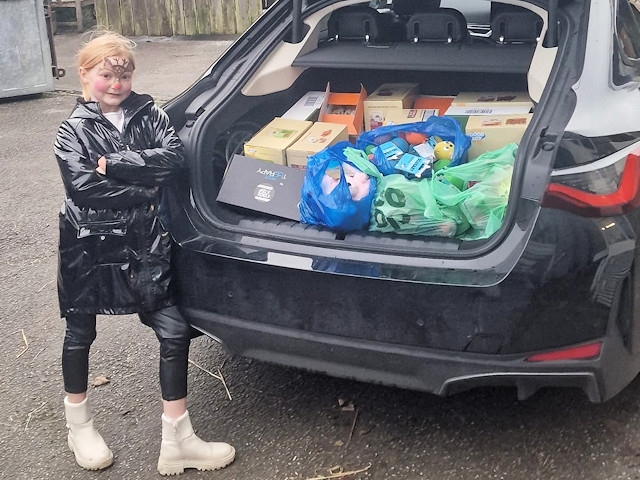 Lily with some of her shoe boxes for Bleakholt