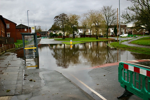 Flooding at Mainway East Roundabout in Middleton