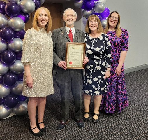 Councillor Neal with his daughter Kimberley Ashworth, wife Janet Neal and daughter Helen Kowal