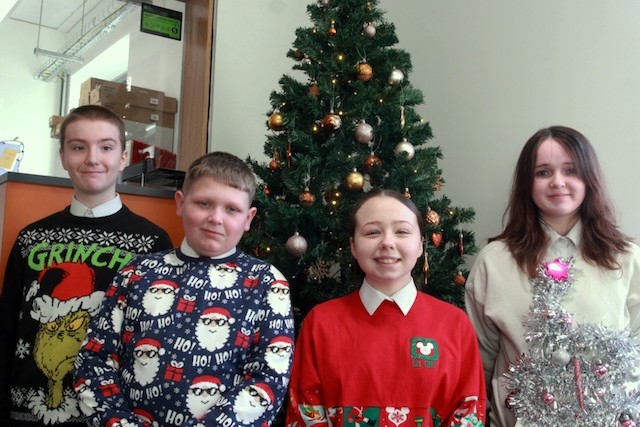 Christmas jumper wearers, Decoe Jamieson, Corey Smith, Lucia Auxilly and Tiffany Thomson.