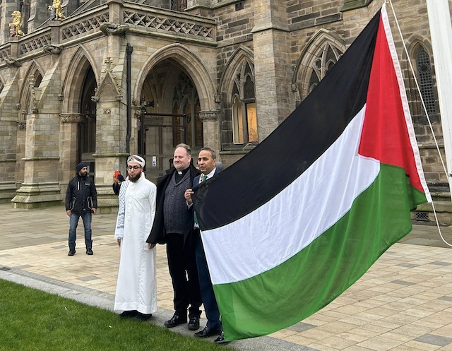 The flag of Palestine has been raised in Rochdale.