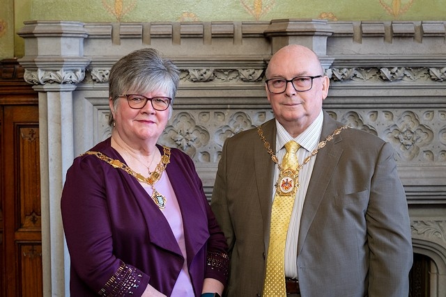 New deputy mayor for 2024/25 Councillor Janet Emsley and her consort Ken Emsley