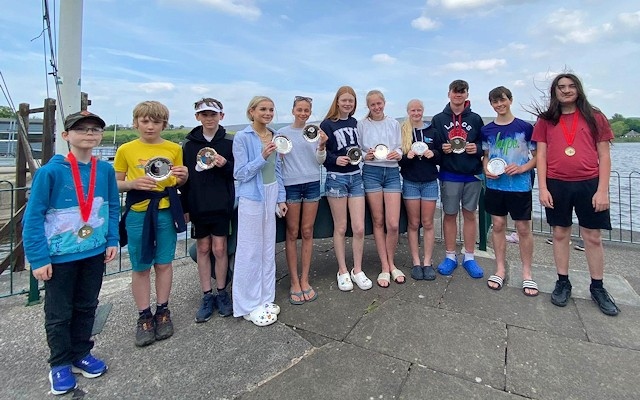 The youth and junior winners at the RYA Travellers Event held at Hollingworth Lake