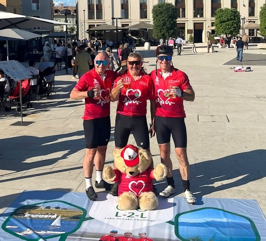 David Kennedy, Tim Knight and Tim Fairley celebrate completing the challenge