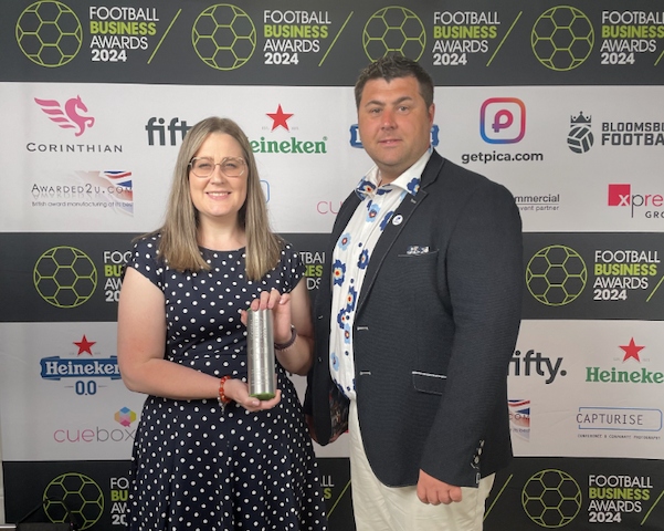 Liz Cotterill, former inclusion coordinator at Rochdale AFC Community Trust and Ryan Bradley, community director at Rochdale AFC Community Trust with the award