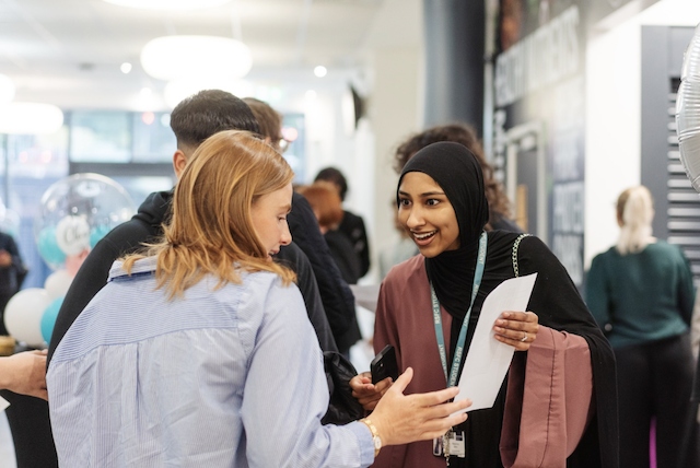 Students celebrating at Rochdale Sixth Form College