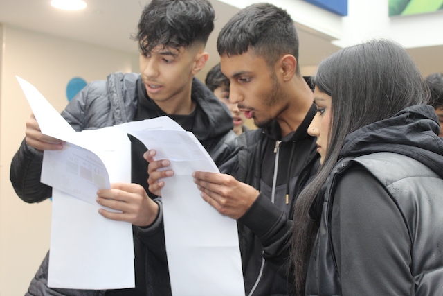 Pupils at Matthew Moss High School on results day 2024