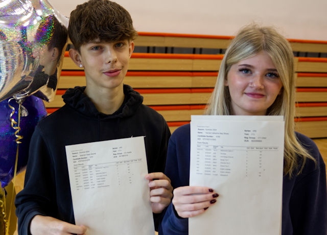 Pupils celebrating their GCSE results at Whitworth High School