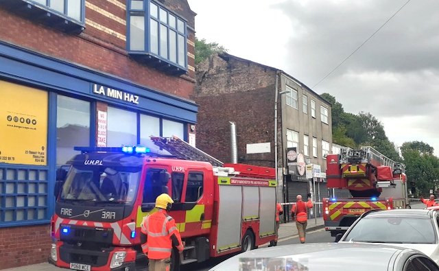 Fire service at Market Place, Middleton yesterday