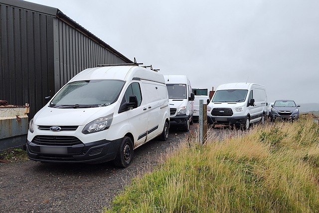 Some of the vans recovered by GMP