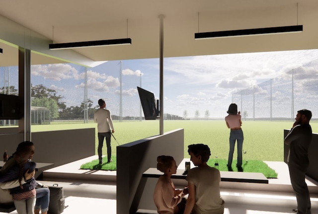 A CGI view from the planned golf bays