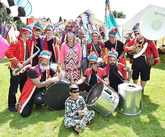 Mayor councillor Shakil Ahmed and consort councillor Rachel Massey joined the parade at the Feel Good Family Picnic in Middleton