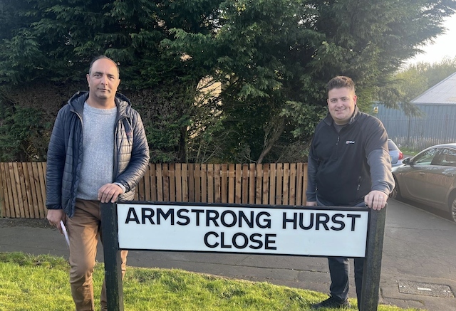 Councillors Aftab Hussain and John Blundell in their ward of Smallbridge and Firgrove