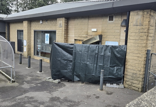 The car smashed into the Co-op store on Saturday