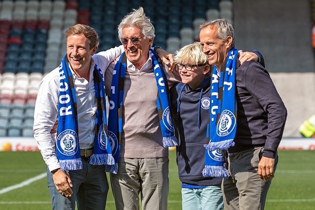 Members of the Ogden family at Rochdale AFC; Sir Peter, his sons Edward and Cameron and grandson