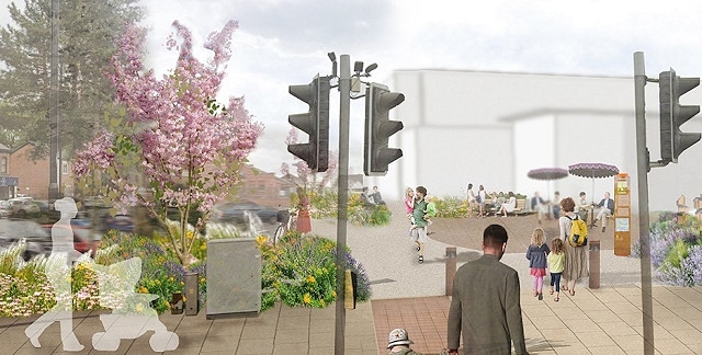 CGI of the transformed Heywood Civic Square