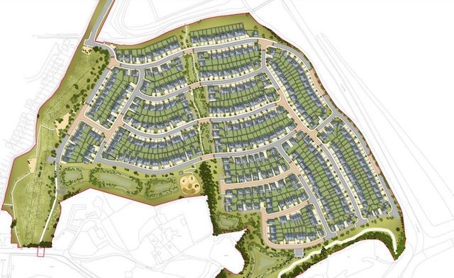 Layout of Castleton development for 445 homes at Cowm Top