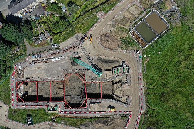 The flood storage reservoirs at the Gale site in Littleborough