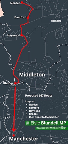 The proposed route of the 167 bus